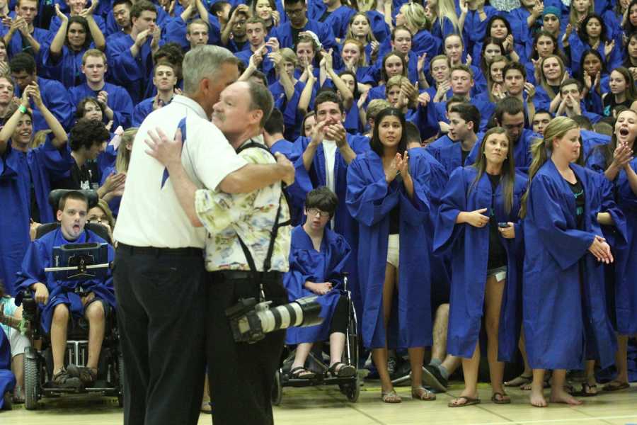At the graduation rally in 2014, Mr. Morris was lovingly celebrated as he entered retirement.