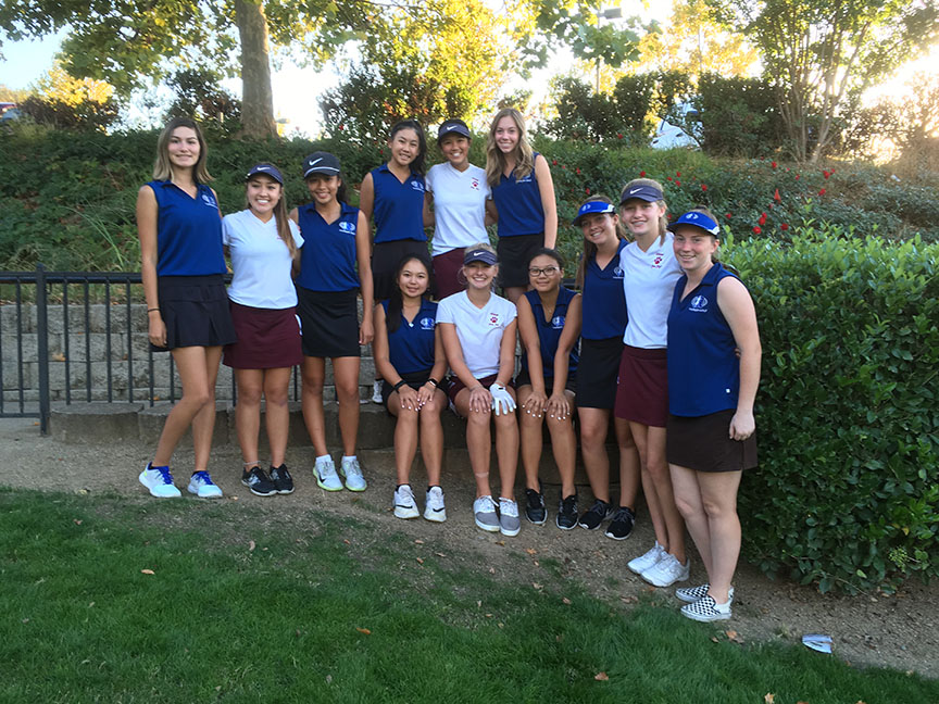 JV girls golf poses with Whitney partners after the Friendship Cup.